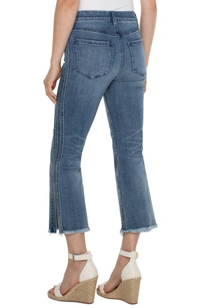 Shop Liverpool Los Angeles Gia Pull-on Frayed Crop Flare Jeans In Blue