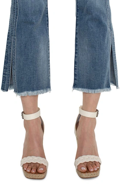 Shop Liverpool Los Angeles Gia Pull-on Frayed Crop Flare Jeans In Blue