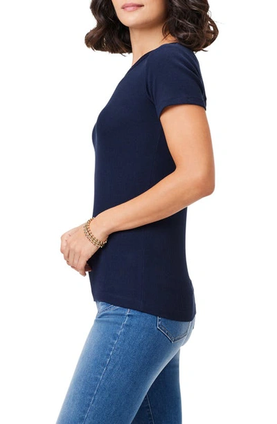 Nic + Zoe Perfect Crewneck Rib Top In Dark Indigo