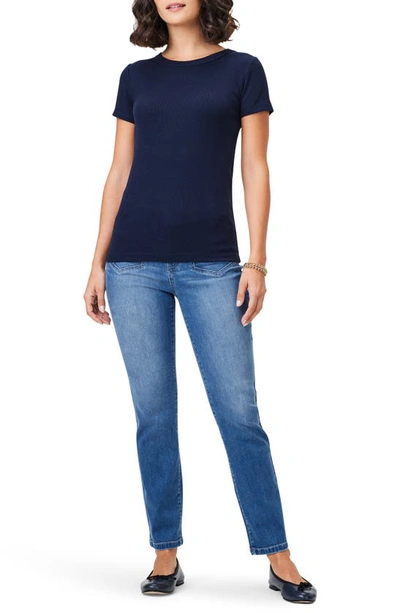 Nic + Zoe Perfect Crewneck Rib Top In Dark Indigo