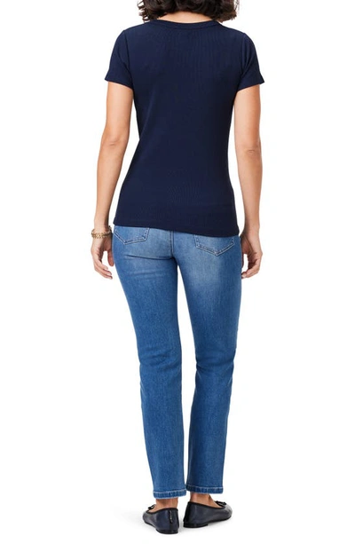 Nic + Zoe Perfect Crewneck Rib Top In Dark Indigo