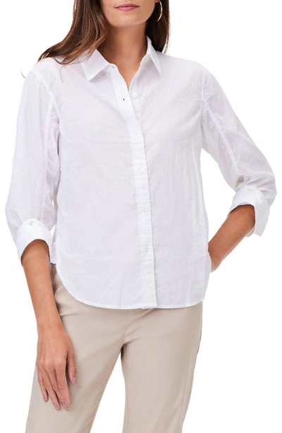 Nic + Zoe Crinkle Button-up Cotton Shirt In Paper White