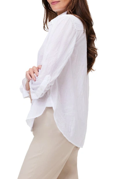 Nic + Zoe Crinkle Button-up Cotton Shirt In Paper White