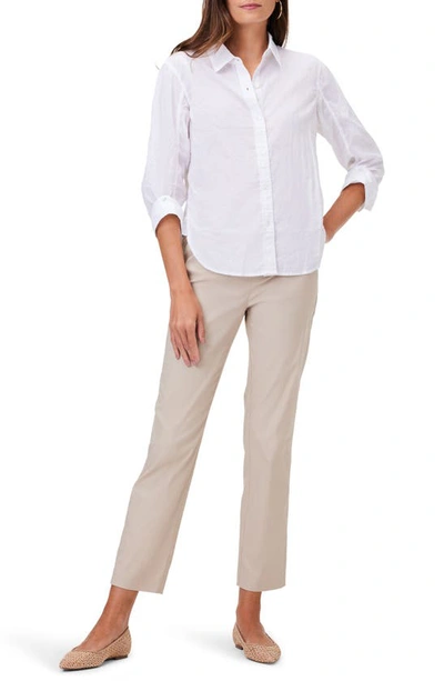 Nic + Zoe Crinkle Button-up Cotton Shirt In Paper White