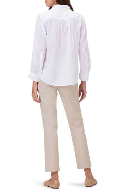 Nic + Zoe Crinkle Button-up Cotton Shirt In Paper White