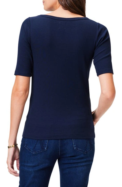 Nic + Zoe Perfect Boat Neck Rib Top In Dark Indigo