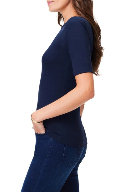 Nic + Zoe Perfect Boat Neck Rib Top In Dark Indigo