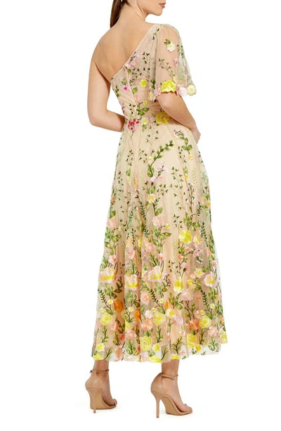 Shop Mac Duggal Floral Embroidery One-shoulder Cocktail Dress In Yellow Multi