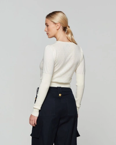 Shop Serena Bute Pointelle Fitted Jumper - Cream In Black