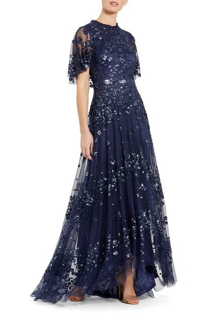 Shop Mac Duggal Sequin Tulle Gown In Midnight