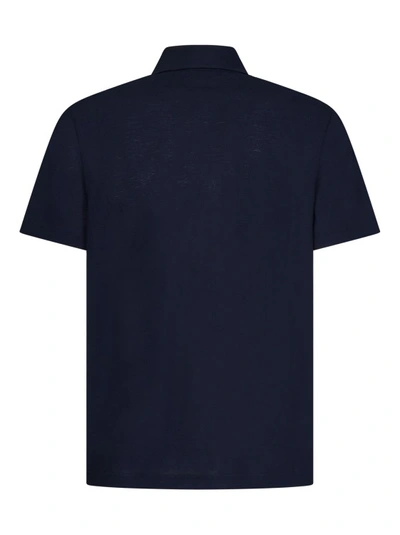 Shop Herno Navy Blue Short-sleeved Polo Shirt