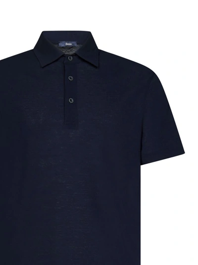Shop Herno Navy Blue Short-sleeved Polo Shirt