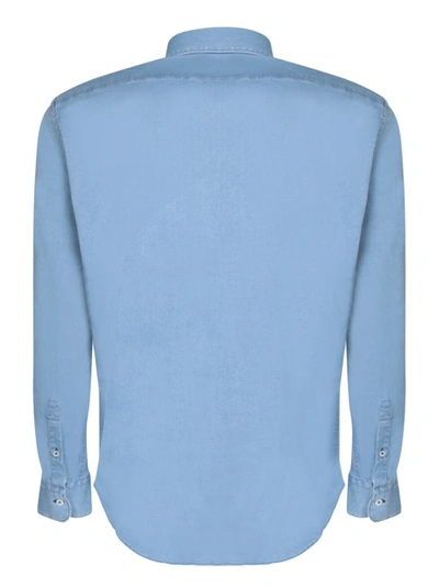 Shop Canali Blue Cotton Denim Shirt