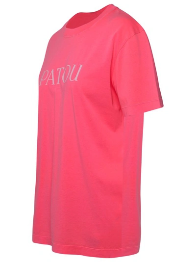 Shop Patou Essential Logo Neon Pink Cotton T-shirt