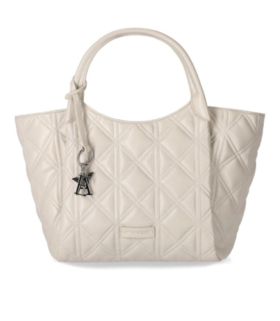 Shop Emporio Armani Ivory Quilted Shopping Bag In Grey