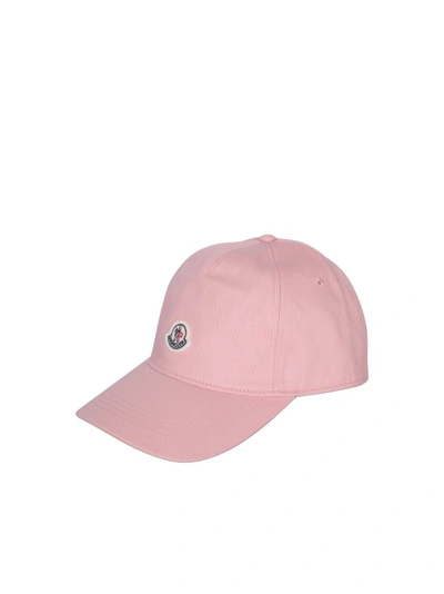 Shop Moncler Pink Cotton Baseball Cap