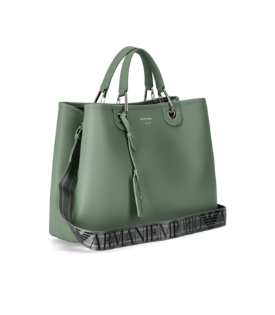 Shop Emporio Armani Myea Sage Green Shopping Bag In Grey