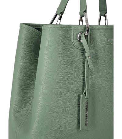 Shop Emporio Armani Myea Sage Green Shopping Bag In Grey