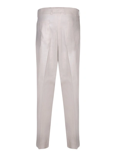 Shop Lardini Linen And Viscose Trousers In Grey