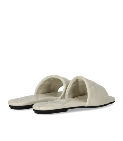 Shop Emporio Armani Ivory Quilted Flat Sandal In Grey