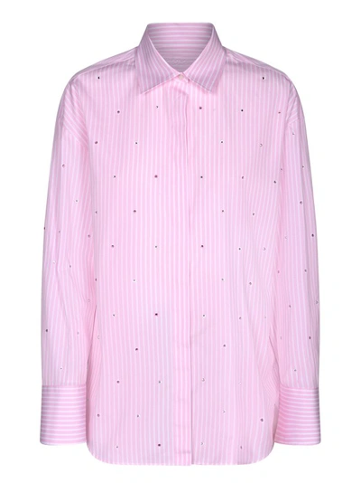 Shop Msgm Stripe Cotton Shirt In Purple