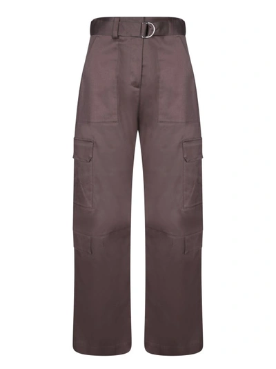 Shop Msgm Brown Cotton Trousers In Grey
