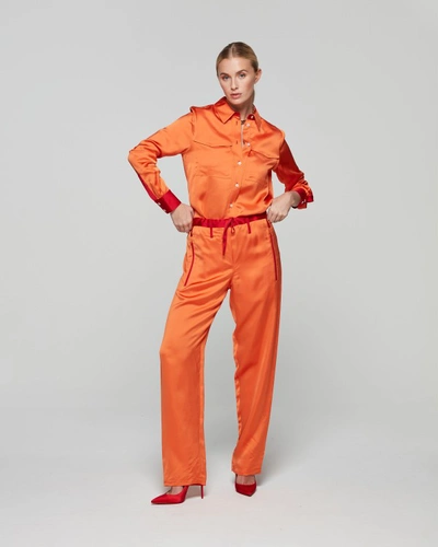 Shop Serena Bute Matte Satin Utility Trouser - Burnt Orange In Red