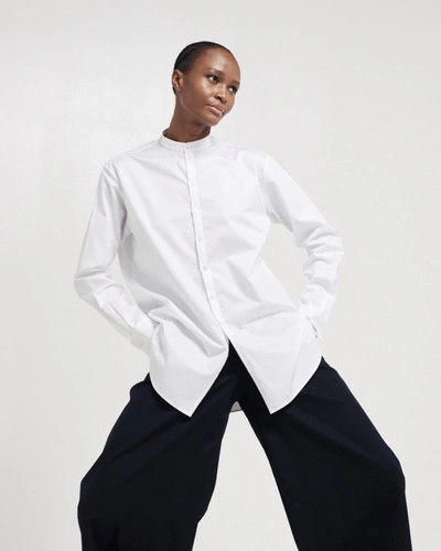 Shop Serena Bute Collarless Oxford Shirt - White