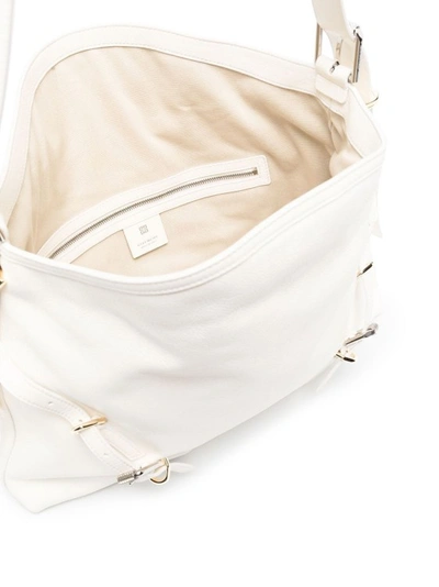 Shop Givenchy Medium Ivory Tumbled Calfskin Leather Shoulder Bag In White