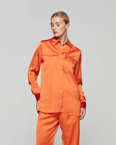 Shop Serena Bute Matte Satin Utility Shirt - Burnt Orange