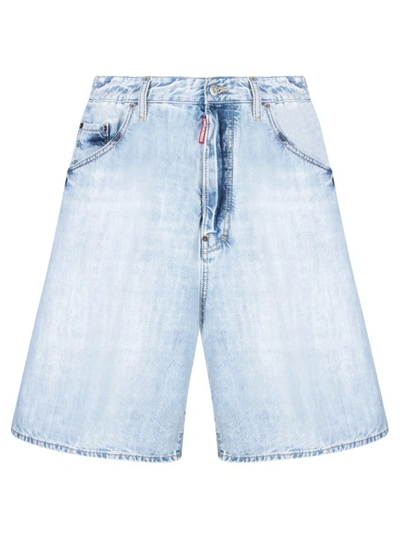 Shop Dsquared2 Cotton Denim Shorts In Blue