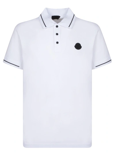 Shop Moncler Cotton Pique Polo Shirt In White