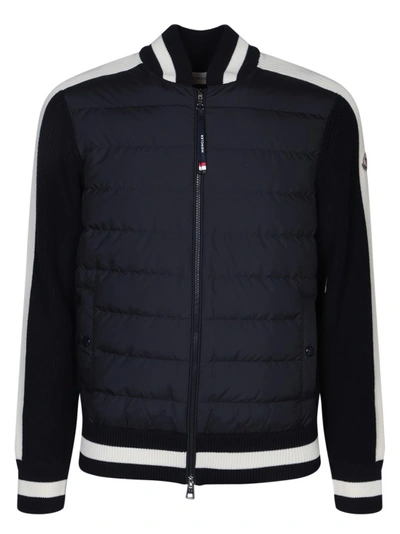 Shop Moncler Knit And Nylon Cardigan In Black