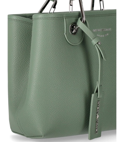 Shop Emporio Armani Myea Small Sage Green Shopping Bag In Grey