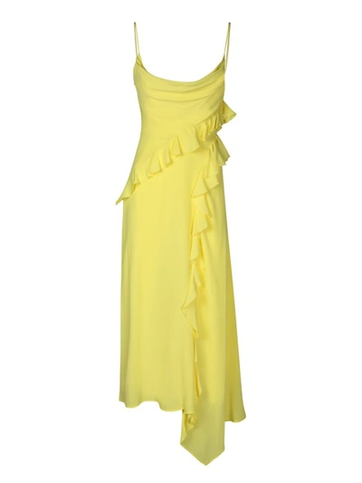Shop Msgm Yellow Ruffles Dress In Gold