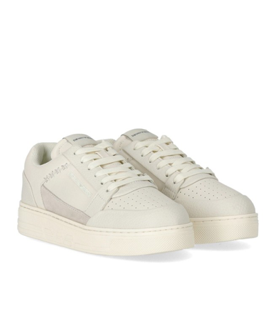 Shop Emporio Armani Basket Ivory Sneaker In White