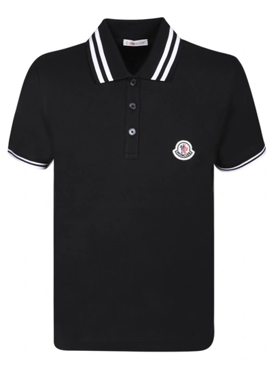 Shop Moncler Cotton Polo Shirt In Black