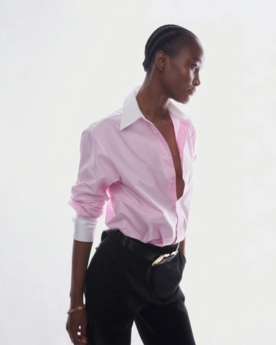 Shop Serena Bute Oversized Oxford Shirt - Pink In Black