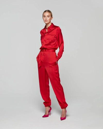 Shop Serena Bute Matte Satin Utility Jumpsuit - Bright Red
