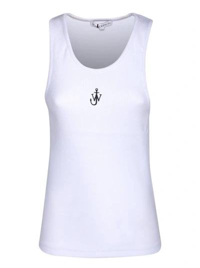 Shop Jw Anderson White Cotton Tank Top In Purple