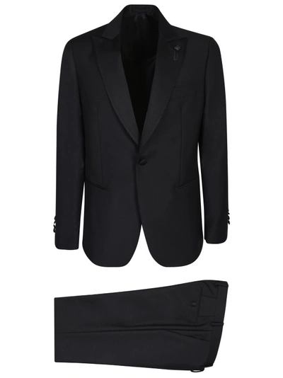 Shop Lardini Black Mohair Wool Smoking