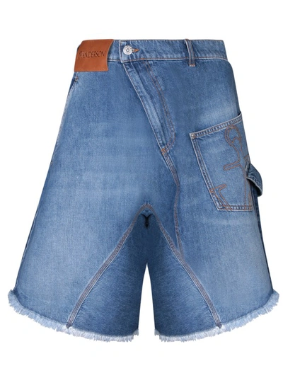 Shop Jw Anderson Denim Cotton Bermuda Shorts In Blue