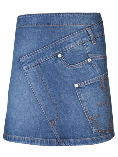 Shop Jw Anderson Cotton Denim Skirt In Blue