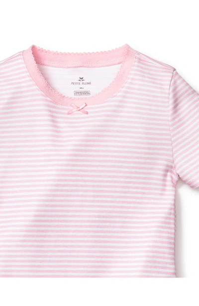 Shop Petite Plume Kids' Stripe Fitted Two-piece Pima Cotton Short Pajamas In Pink Stripe