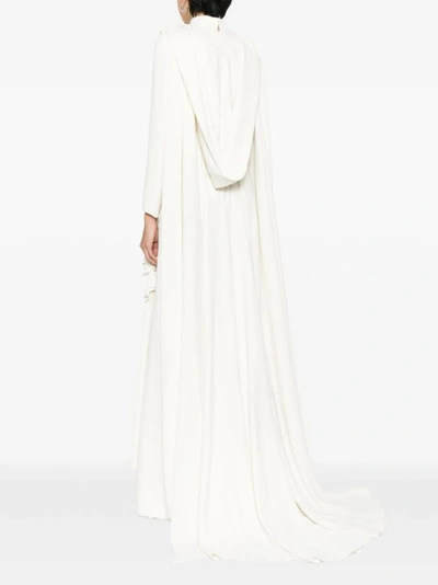 Shop Saiid Kobeisy Crepe Kaftan With 3d Laser Cut Embroidery In White