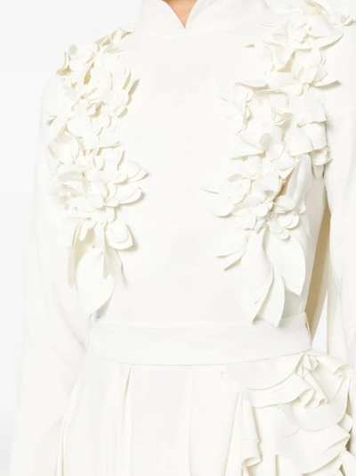 Shop Saiid Kobeisy Crepe Kaftan With 3d Laser Cut Embroidery In White