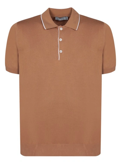 Shop Canali Cotton Polo Shirt In Brown