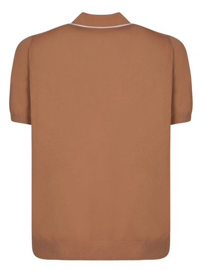 Shop Canali Cotton Polo Shirt In Brown