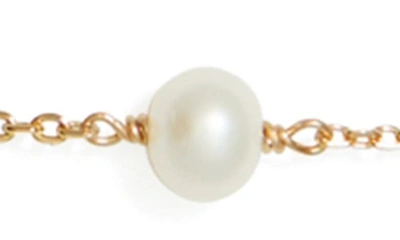 Shop Tory Burch Kira Cultured Pearl & Logo Station Necklace In Tory Gold/ Pearl