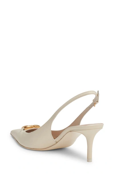 Shop Valentino Vlogo Moon Pointed Toe Slingback Pump In Ivory
